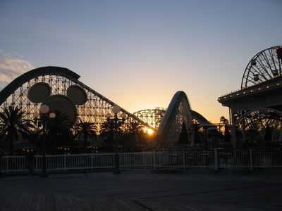 California Screamin' roller-coaster at sunset, California Adventure park
