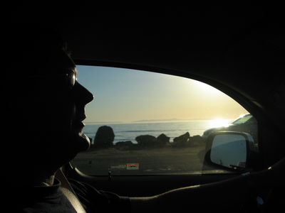 Nigel driving along the Pacific Coast Highway
