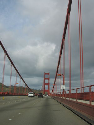 Driving over the Golden Gate Bridge
