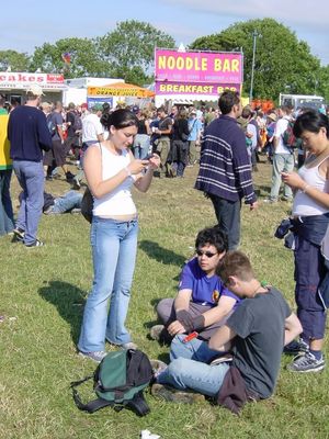People passing time, Friday afternoon, Glastonbury 2003
