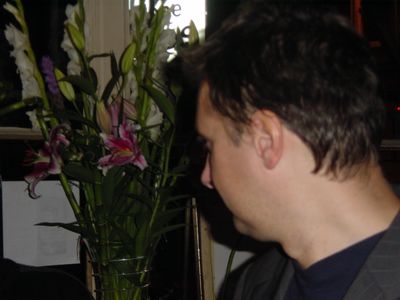Mark Bales admires the flowers
