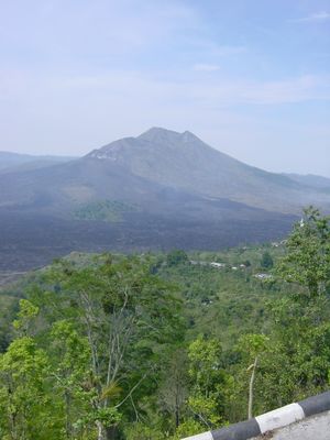 Another picture showing the slopes of Mount Batur
The black lava flows from the last eruption are still clearly visible
