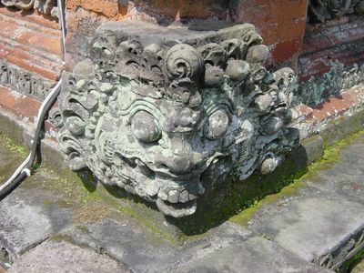 Stone carving at temple, Mengwi.
