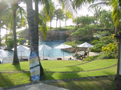 The Lagoon Pool and waterfall at the hotel
