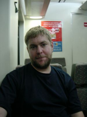 Nigel, on the train from Barcelona to Girona
