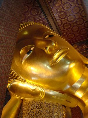 The head of the Reclining Buddha, Wat Po, Bangkok
