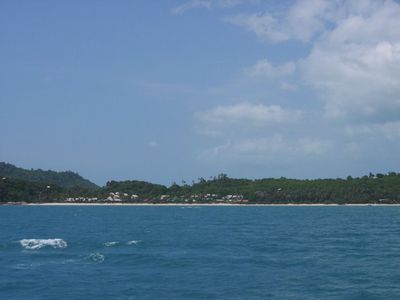 View of Leela Beach, Koh Phangan, from the Haad Rin Queen
