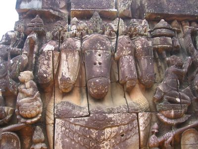 Five-headed horse on the Terrace of the Leper King, Angkor Thom
