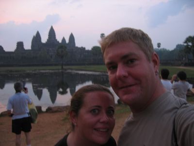 Vic & Nigel at Angkor Wat at sunrise
