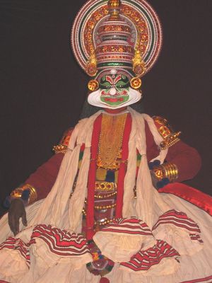 Kathakali dancer
We attended a performance at the Katahkali Centre in Fort Kochi. Before the performance you could watch the amazing make-up being applied. A small seed is placed into the eyes of the performers to make them turn red.
