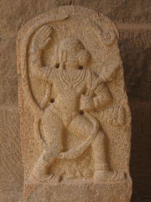 Hanuman carving, Guards Quarters, Hampi
