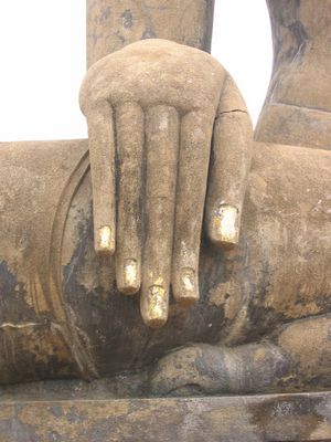 Hand of Buddha, Sukhothai
Gold leaf fingernails
