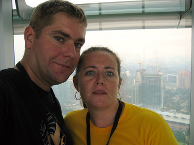 Nige & Vic on the SkyBridge at Petronas Towers, Kuala Lumpur, Malaysia
