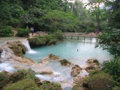 Pool at the bottom of Kuang Si waterfall
