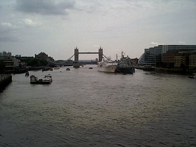 River Thames from London Bridge
Looking towards Tower Bridge, HMS Belfast and the GLA building
