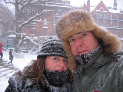 Vic and Nigel on Boston Common during the Blizzard of 2006
