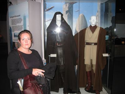 Vic with Anakin Skywalker and Obi Wan Kenobi costumes (Episode III)
At the Star Wars exhibition at the Museum of Science in Boston
Keywords: Star Wars Boston