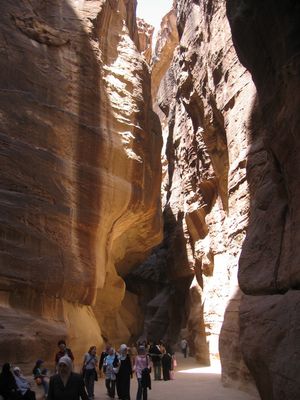 In The Siq
The cliffs either side of the Siq rise to over 100m
Keywords: Petra