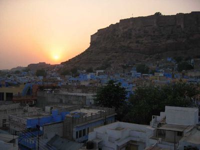Sunset from our hotel rooftop in Jodhpur
