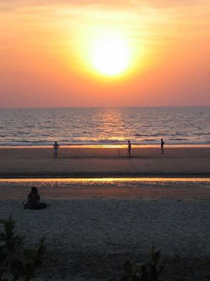 Sunset cricket match on the beach at Arambol

