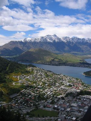 Queenstown and Deer Park Heights - The green hill on the upper left is Deer Park Heights
