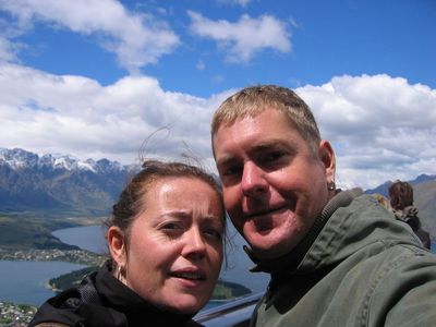 Vic & Nige above Queenstown at the top of the Skyline gondola
